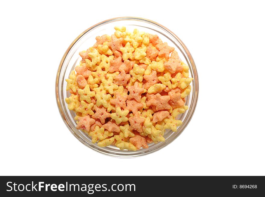 Transparent bowl with corn flakes