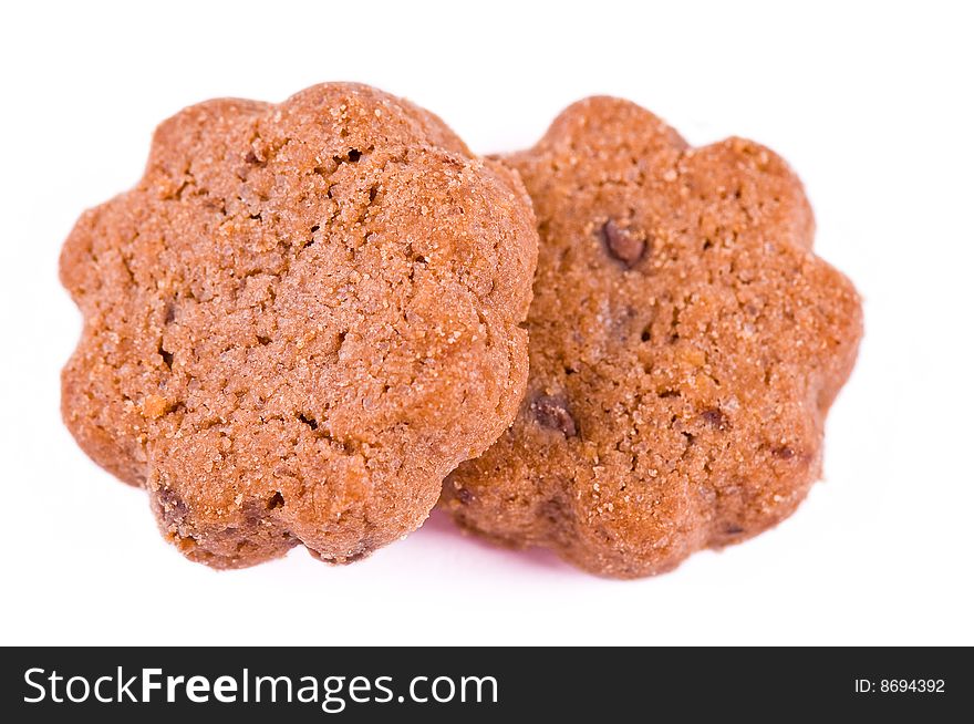 Crisp cookies on the white background