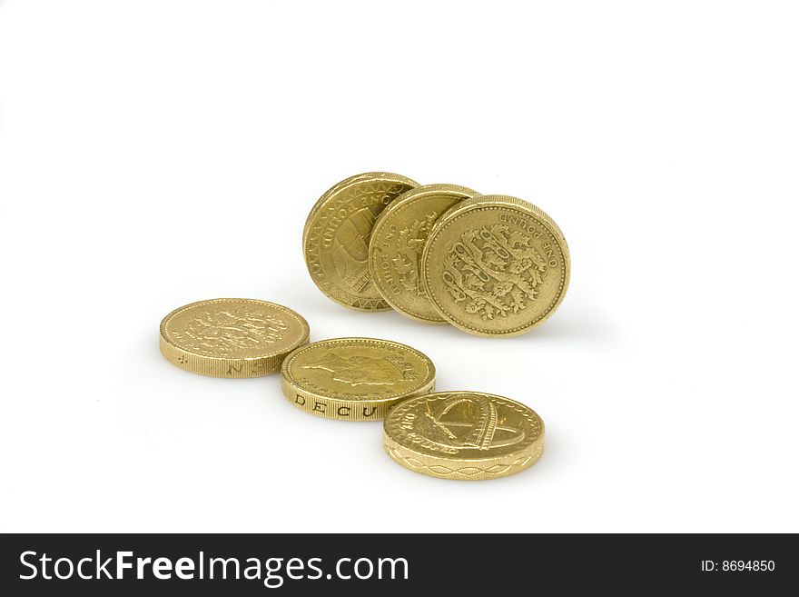 British pound coins isolated on a white background