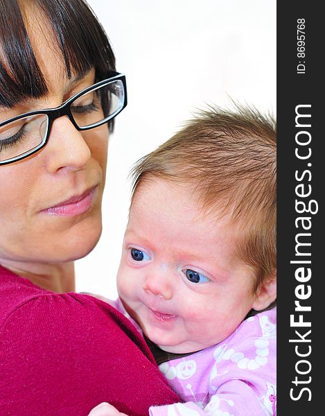 Cute smiling baby girl with mother. Cute smiling baby girl with mother