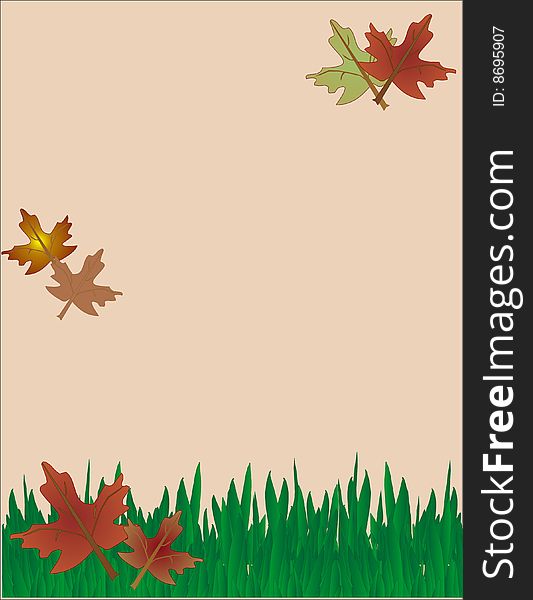 Fallen leaves over the grass illustration..