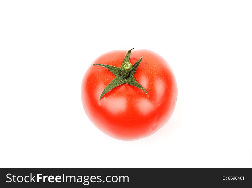 Delicious red tomato in white background