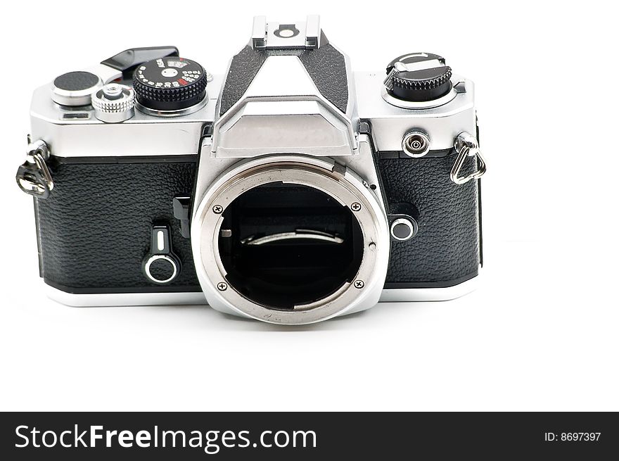 A Lensless SLR Film Camera isolated on white