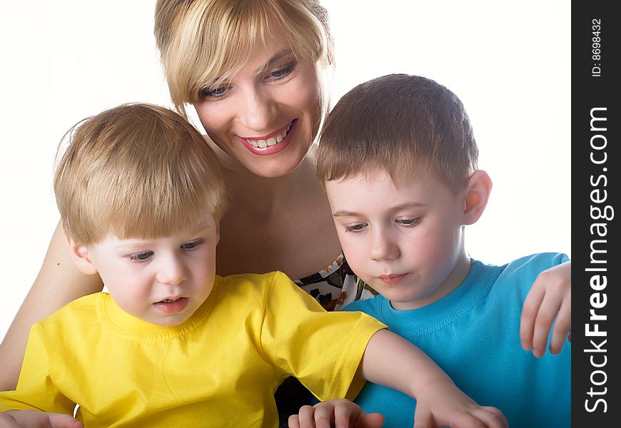 Family portrait mum with two sons. Family portrait mum with two sons