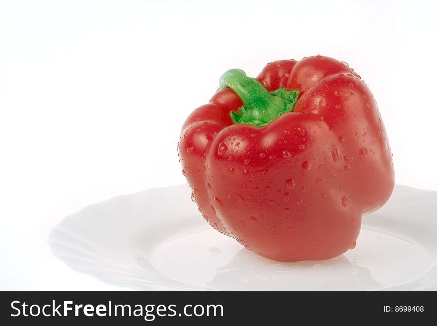 Bulgarian red pepper on plate