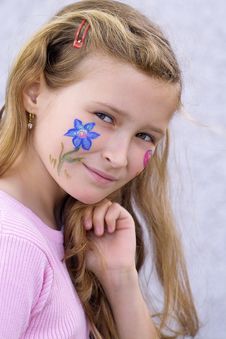 Pretty Girl With Flower Butterfly Make-up Stock Photo Pretty Girl With Flower Butterfly Make-up Stock Photo