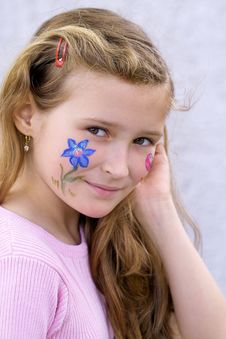 Pretty Girl With Flower Butterfly Make-up Stock Photos Pretty Girl With Flower Butterfly Make-up Stock Photos