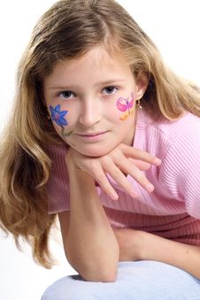 Pretty Girl With Flower Butterfly Make-up Royalty Free Stock Photo Pretty Girl With Flower Butterfly Make-up Royalty Free Stock Photo
