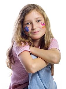 Pretty Girl With Flower Butterfly Make-up Royalty Free Stock Photos Pretty Girl With Flower Butterfly Make-up Royalty Free Stock Photos