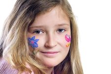 Pretty Girl With Flower Butterfly Make-up Stock Photography Pretty Girl With Flower Butterfly Make-up Stock Photography
