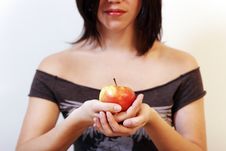 Woman With An Apple Royalty Free Stock Image Woman With An Apple Royalty Free Stock Image