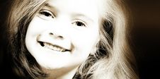 Blond Girl Smiling In Sepia Stock Photos Blond Girl Smiling In Sepia Stock Photos