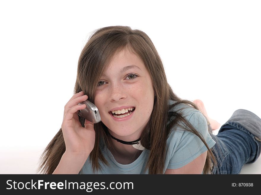 Young Teen Girl Talking On Cellphone 10