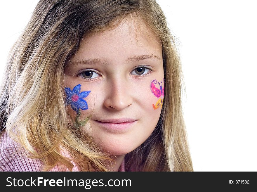 Pretty Girl With Flower Butterfly Make-up