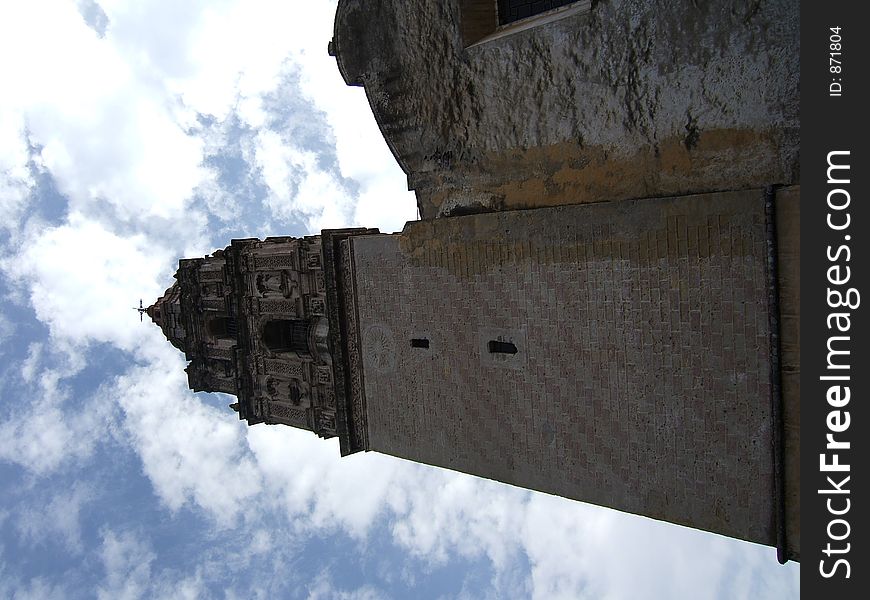 Bell tower of church in Cuernavaca, Mexico. Bell tower of church in Cuernavaca, Mexico