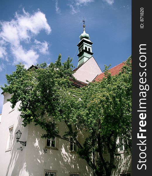 A church tower in Zagreb, Croatia. A church tower in Zagreb, Croatia.