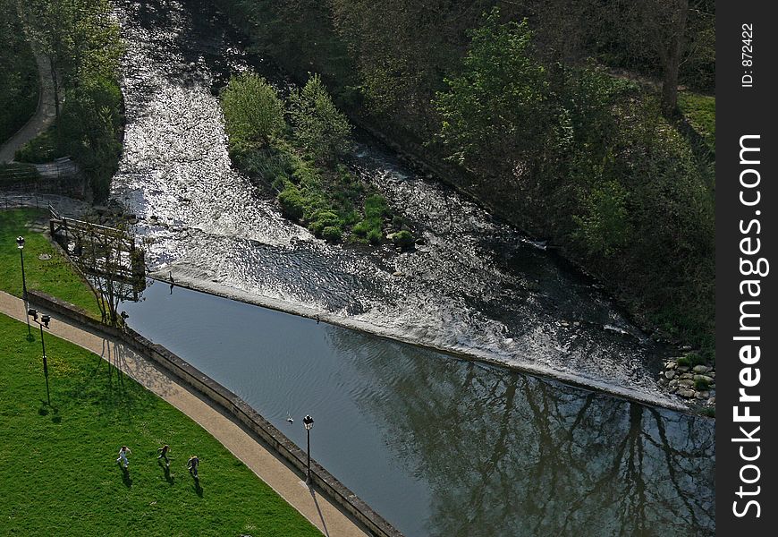 River in Luxembourg running across a weir