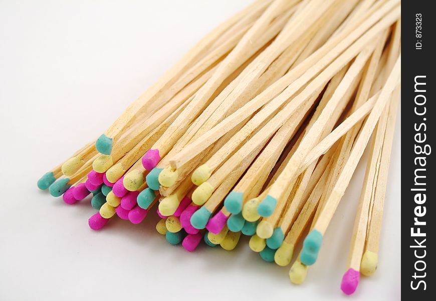 Fireplace matches with colored tips. Fireplace matches with colored tips