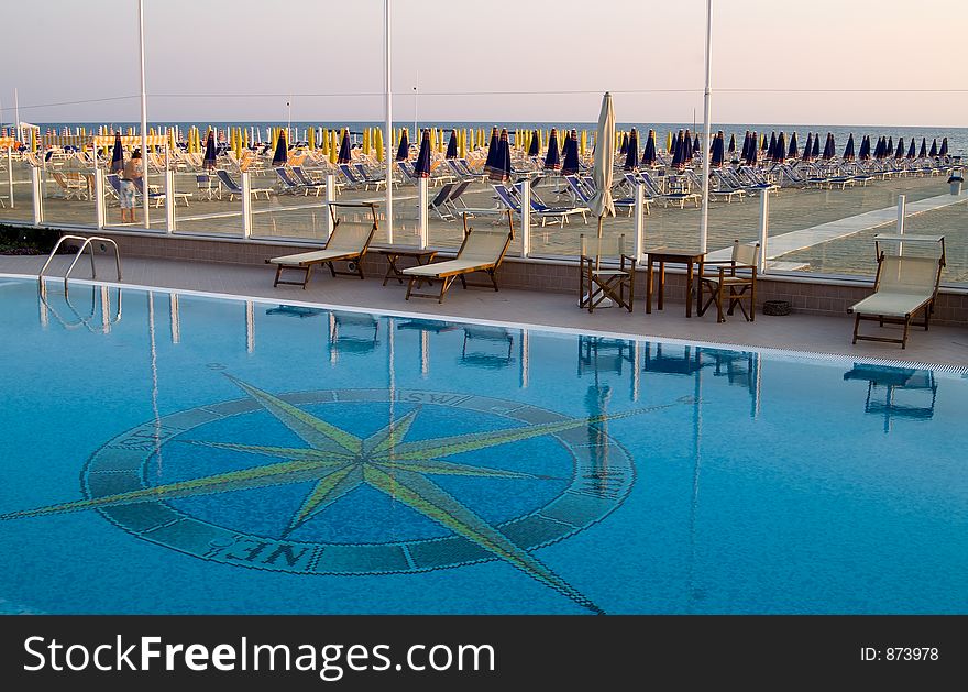 Swimming Pool of a private beach in Viareggio beach, Italy. Swimming Pool of a private beach in Viareggio beach, Italy