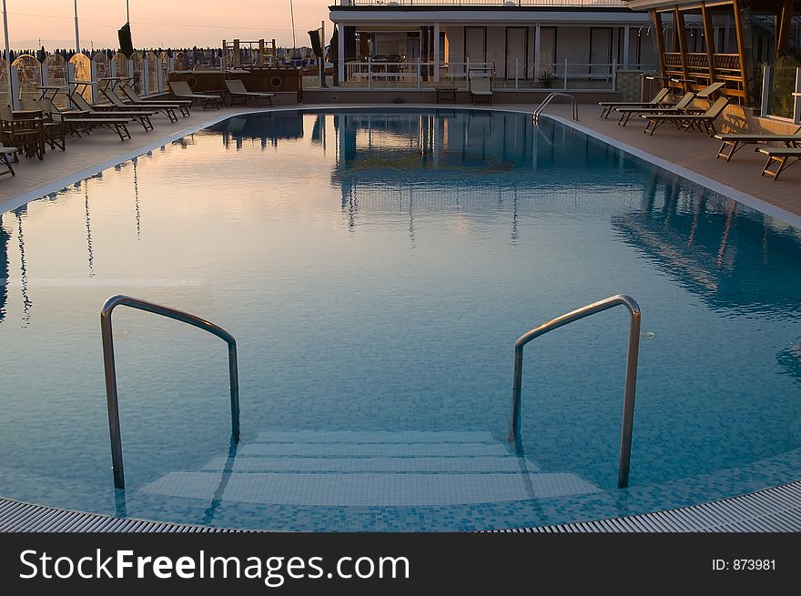 Swimming Pool of a private beach in Viareggio beach, Italy. Swimming Pool of a private beach in Viareggio beach, Italy