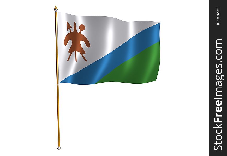 Silk flag of Lesotho. Silk flag of Lesotho