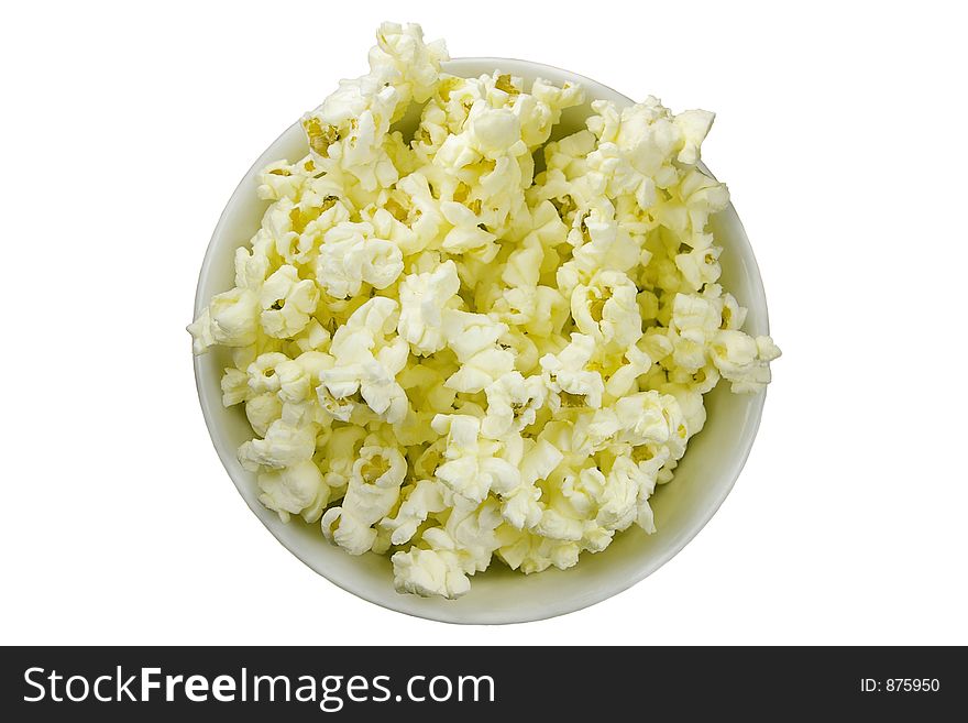 A popcorn bowl isolated on white. A popcorn bowl isolated on white