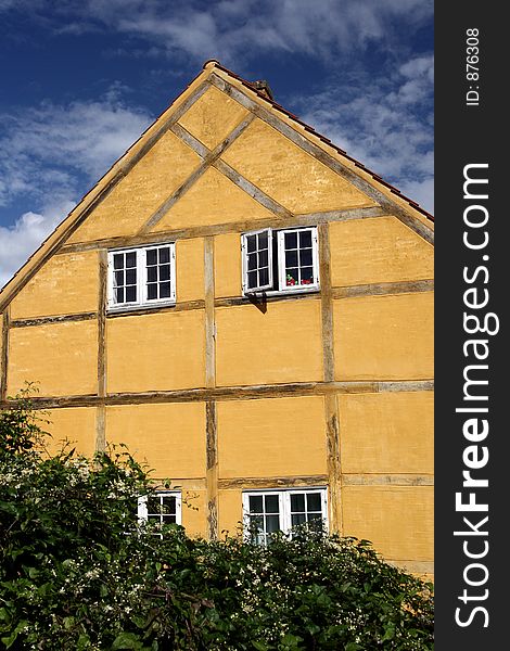 Half timbered traditional house in denmark a sunny summer day