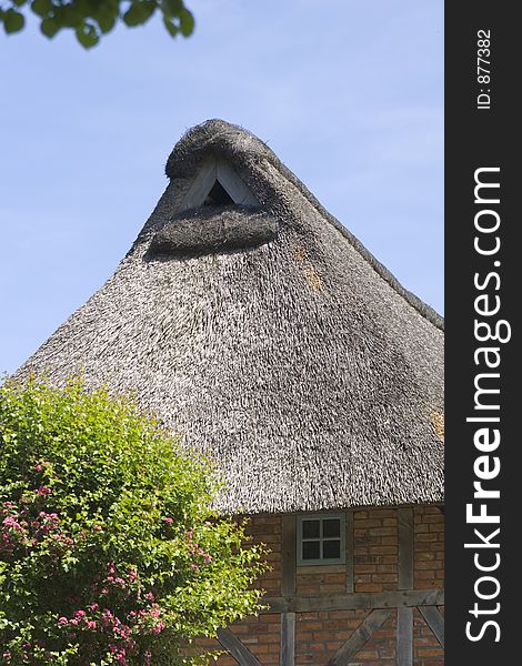 Thatched roof in a german smal town