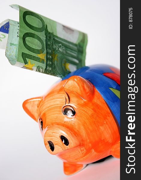 Hundred euro and piggy