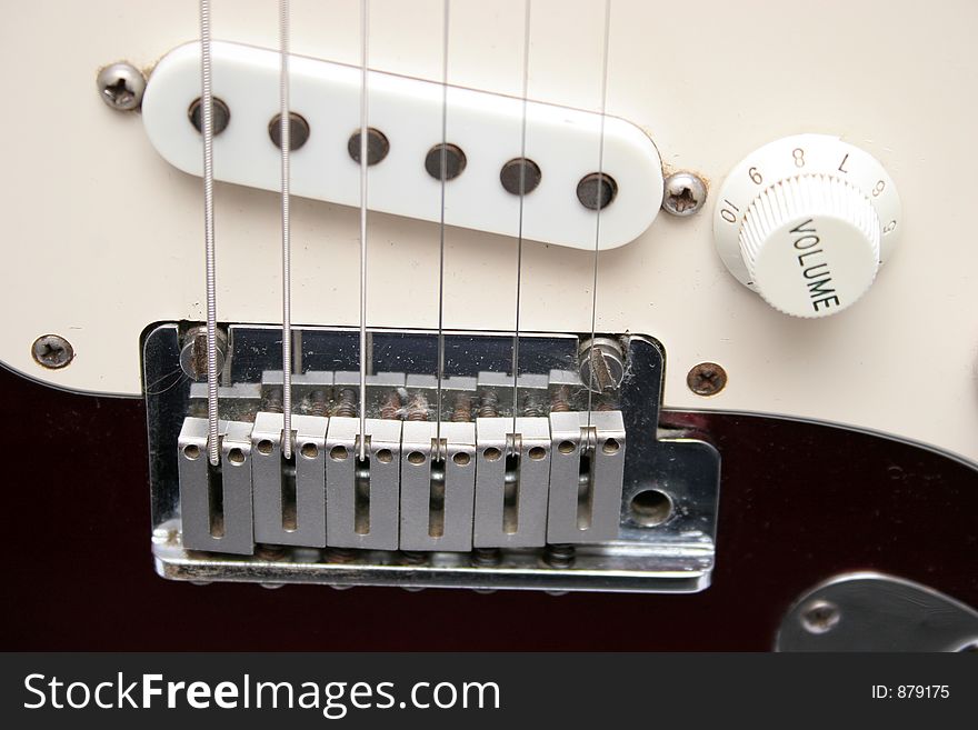 Bridge electric guitar in closeup
