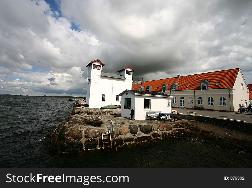 Harbor  building in a small village in denmark. Harbor  building in a small village in denmark