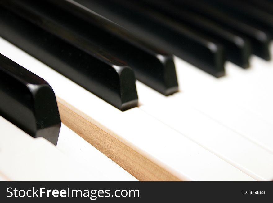Piano keyboard in closeup