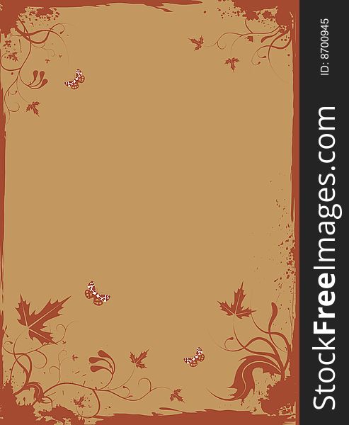 Grunge retro floral frame with butterflies - vector illustration in EPS 8 format. Grunge retro floral frame with butterflies - vector illustration in EPS 8 format