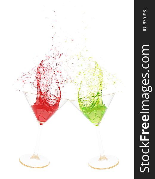 3d render celebration with martini isolated on the white background. 3d render celebration with martini isolated on the white background