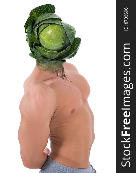 Graceful man with head cabbage