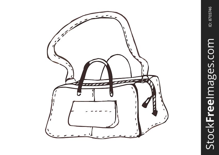 Vector drawing bag on white background