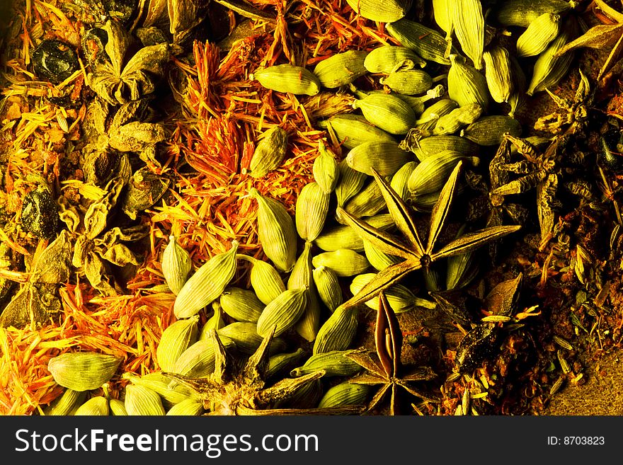 Multicolored, bright spices as а background