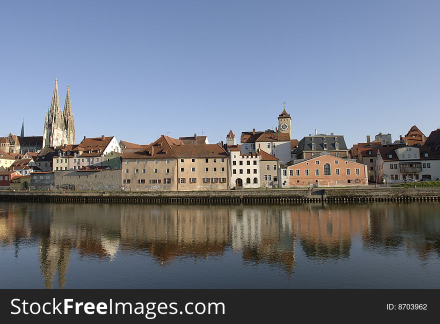 A Panorama View To German Town Regensburg