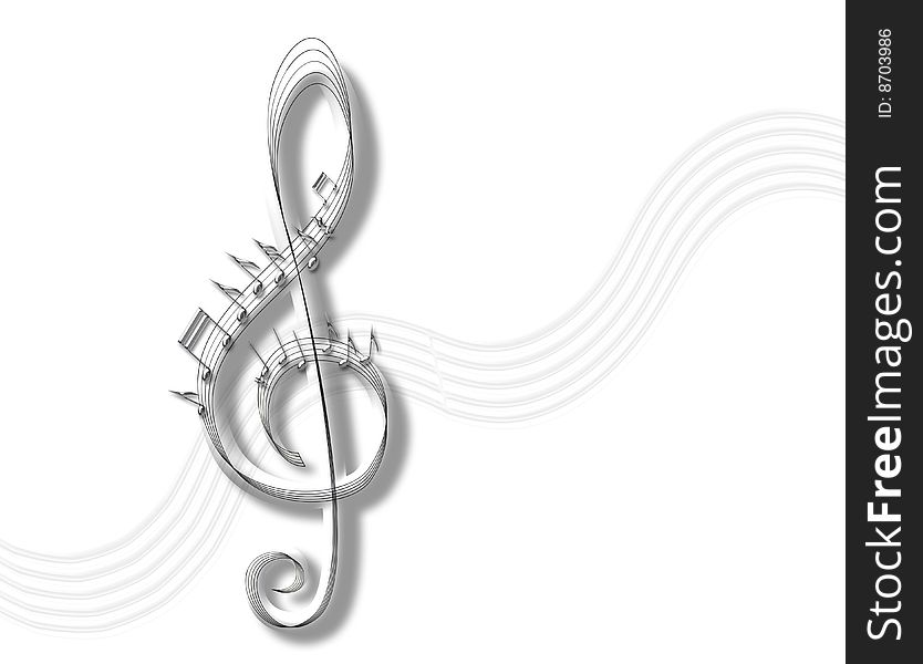 Violin music key isolated on white background