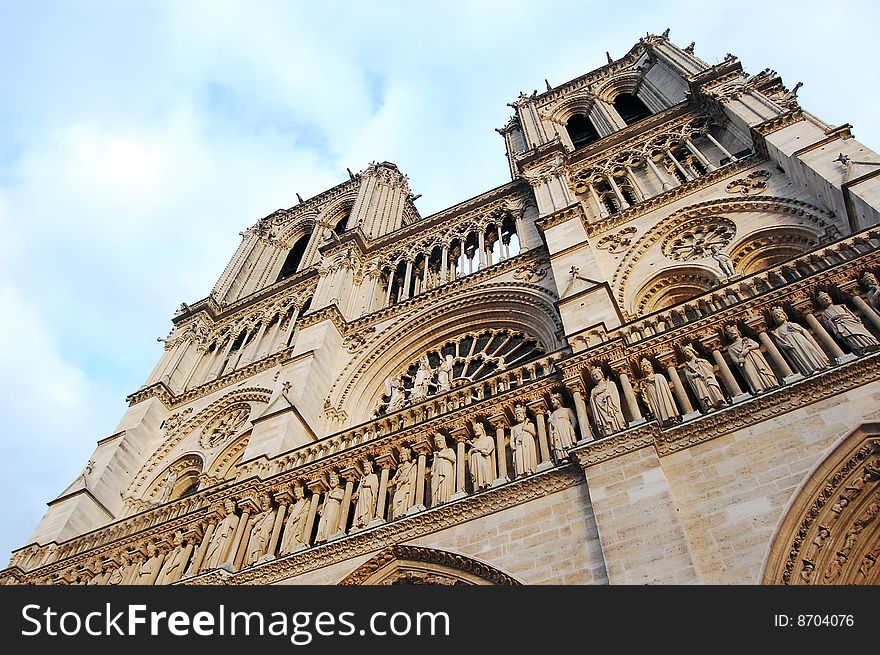 Notre-Dame cathedral in Paris in early spring.