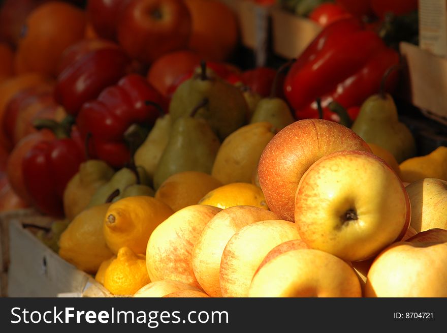 Fresh vegetables and fruits at the market