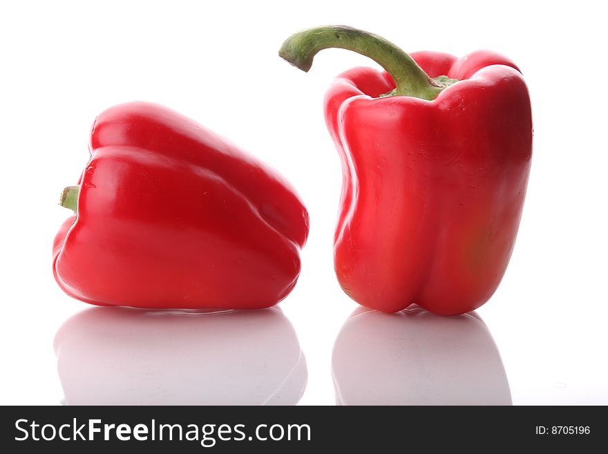 Red peppers on a white background