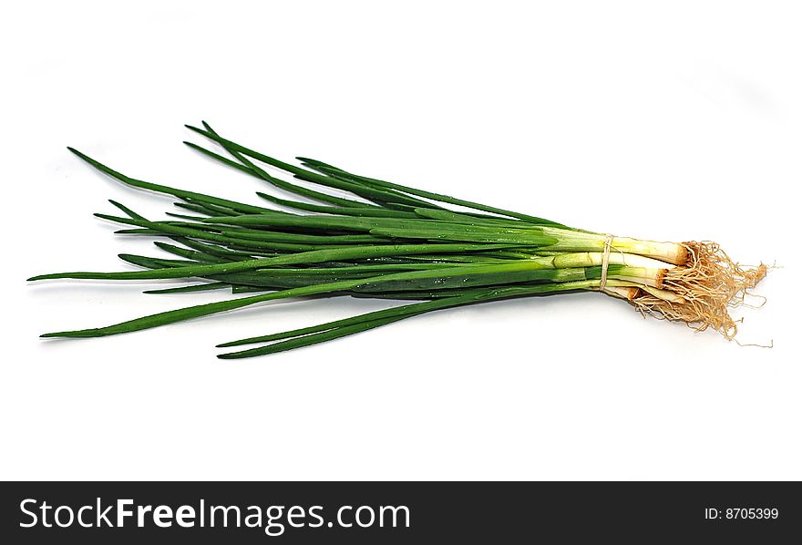 Fresh green onion isolated on a white