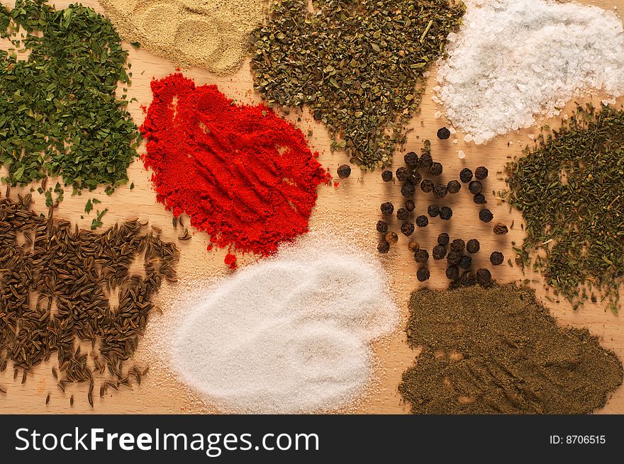 Ingredients On Wooden Table