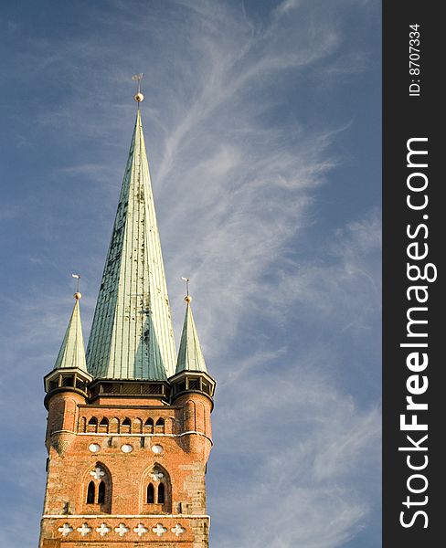 The petri church tower in luebeck