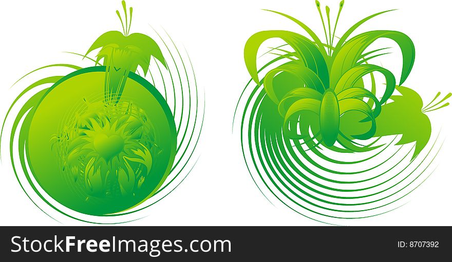 Pair of an abstract vegetative ornament on a white background. Pair of an abstract vegetative ornament on a white background