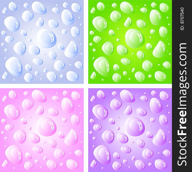 Drops, vector, blue, pink, green, violet, eps 8 format