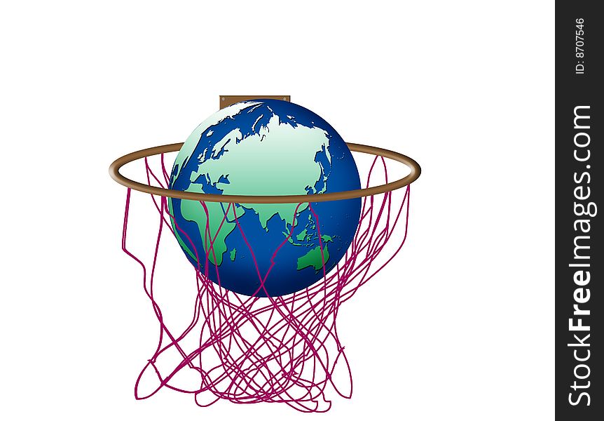 The globe in the basket net. The globe in the basket net
