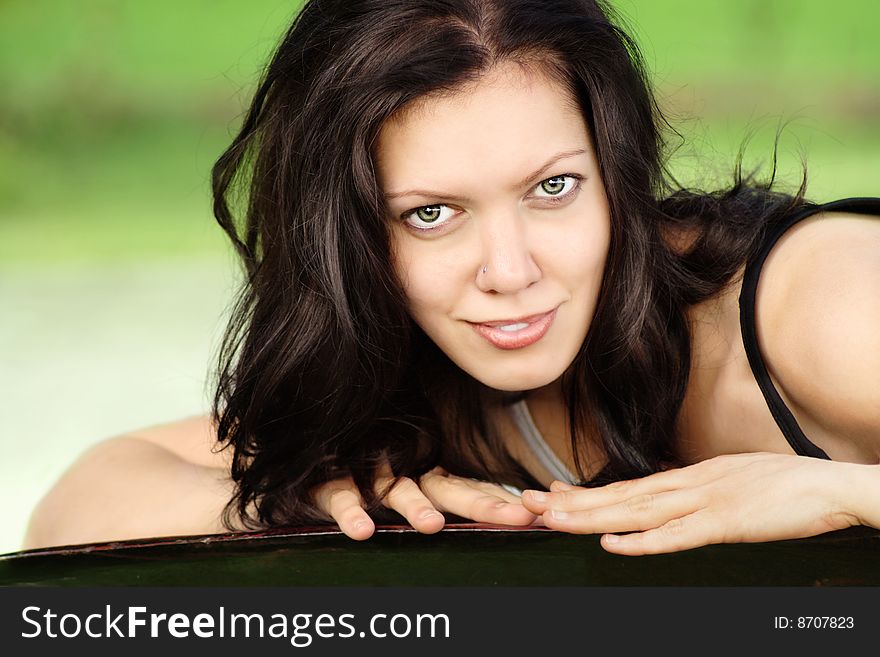 Young sexy woman, looking at camera ,close up