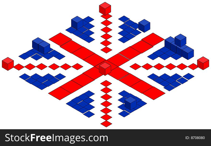 The british flag made of cubes, illustration